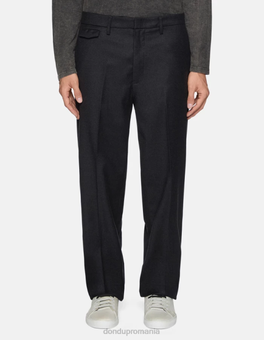 bărbați pantaloni largi de flanel Louis V84D682 îmbrăcăminte asfalt DONDUP