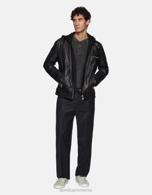 bărbați pantaloni largi de flanel Louis V84D682 îmbrăcăminte asfalt DONDUP