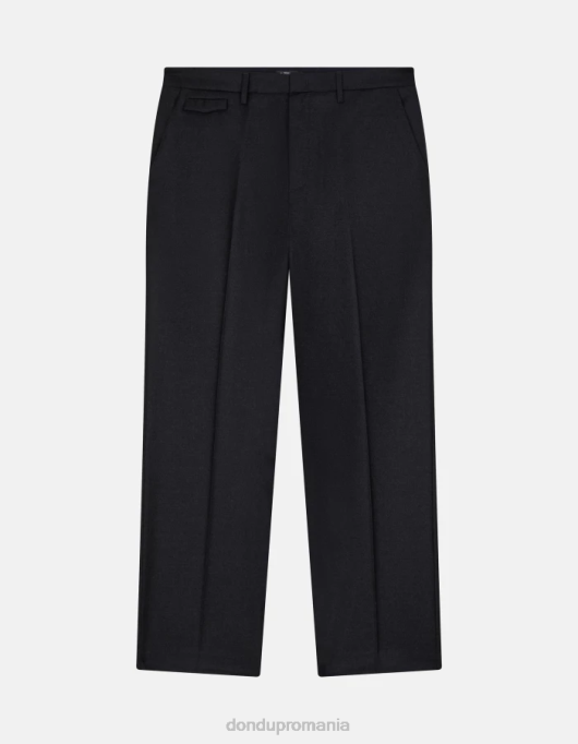 bărbați pantaloni largi de flanel Louis V84D682 îmbrăcăminte asfalt DONDUP