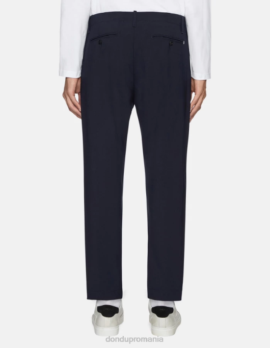 bărbați pantaloni ben carot-fit din lână V84D707 îmbrăcăminte albastru marin DONDUP