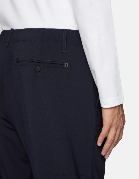 bărbați pantaloni ben carot-fit din lână V84D707 îmbrăcăminte albastru marin DONDUP