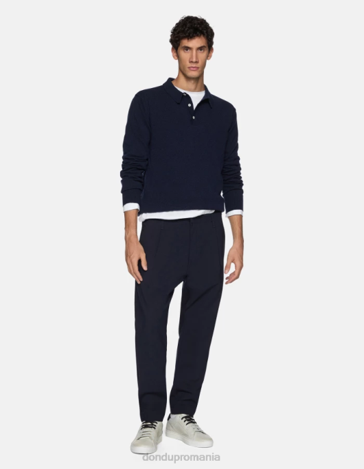 bărbați pantaloni ben carot-fit din lână V84D707 îmbrăcăminte albastru marin DONDUP