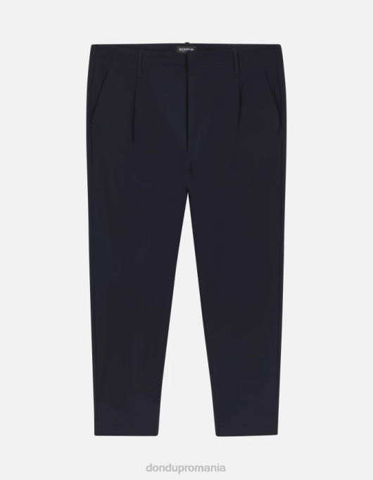 bărbați pantaloni ben carot-fit din lână V84D707 îmbrăcăminte albastru marin DONDUP