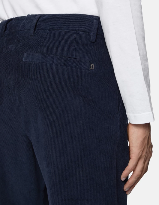 bărbați pantaloni de catifea oscar morcov V84D734 îmbrăcăminte albastru marin DONDUP