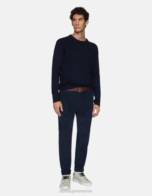 bărbați pantaloni de catifea oscar morcov V84D734 îmbrăcăminte albastru marin DONDUP