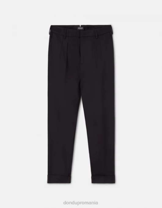 bărbați pantaloni oscar morcov din amestec de lână V84D759 îmbrăcăminte albastru marin DONDUP
