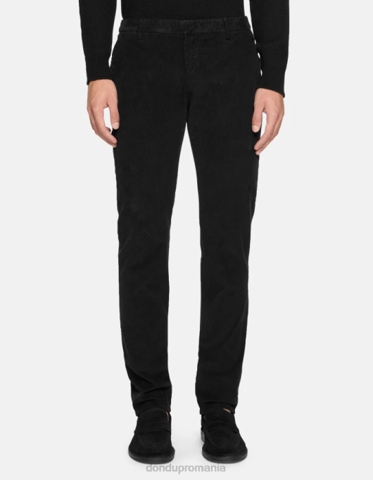bărbați pantaloni de catifea spiritissimo cu ajustări regulate V84D721 îmbrăcăminte negru DONDUP