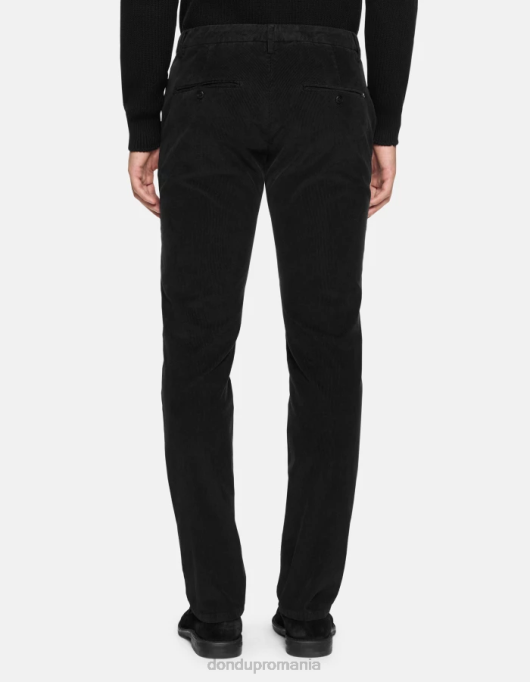 bărbați pantaloni de catifea spiritissimo cu ajustări regulate V84D721 îmbrăcăminte negru DONDUP