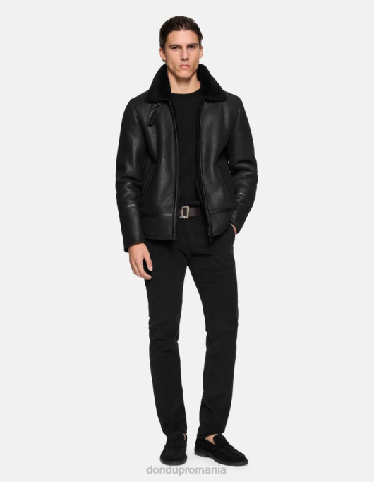 bărbați pantaloni de catifea spiritissimo cu ajustări regulate V84D721 îmbrăcăminte negru DONDUP