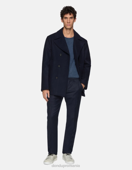bărbați pantaloni de flanel cu ajustări regulate spiritissimo V84D678 îmbrăcăminte albastru marin DONDUP