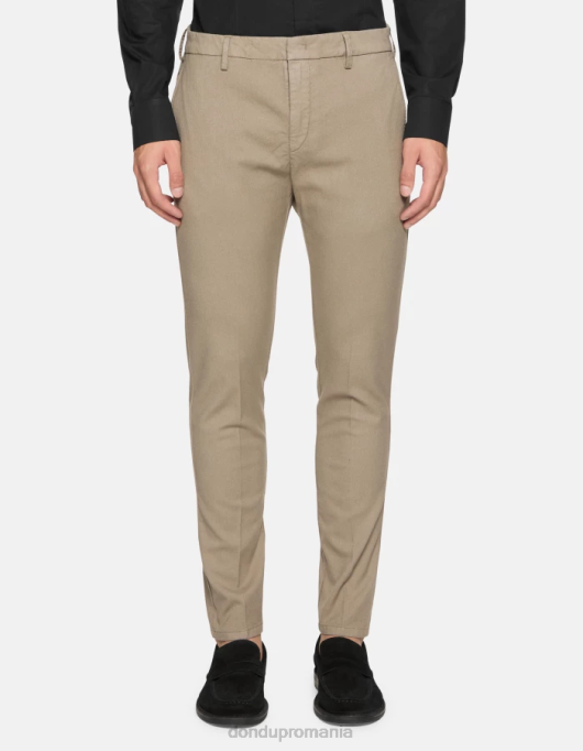 bărbați pantaloni din bumbac ral-fit V84D697 îmbrăcăminte taupe DONDUP