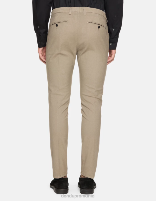 bărbați pantaloni din bumbac ral-fit V84D697 îmbrăcăminte taupe DONDUP