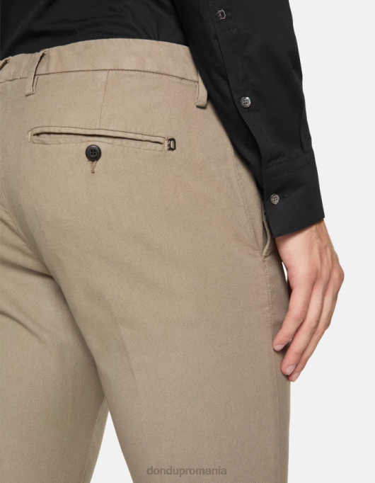 bărbați pantaloni din bumbac ral-fit V84D697 îmbrăcăminte taupe DONDUP
