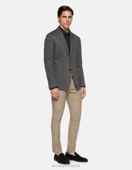 bărbați pantaloni din bumbac ral-fit V84D697 îmbrăcăminte taupe DONDUP