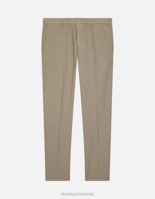 bărbați pantaloni din bumbac ral-fit V84D697 îmbrăcăminte taupe DONDUP