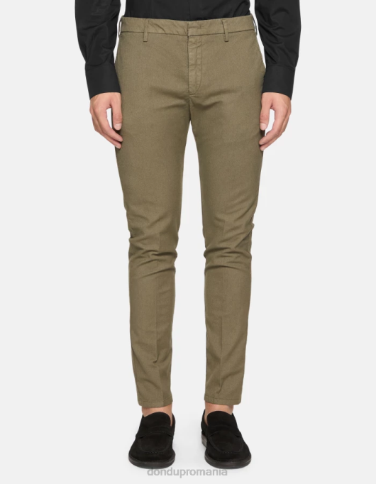 bărbați pantaloni din bumbac ral-fit V84D698 îmbrăcăminte verde salvie DONDUP