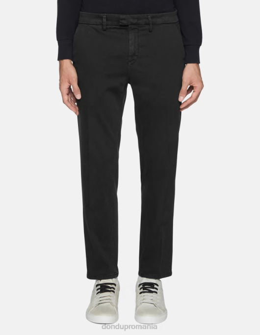 bărbați pantaloni pablo din satin cu ajustări regulate V84D741 îmbrăcăminte negru DONDUP