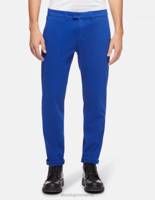 bărbați pantaloni pablo din satin cu ajustări regulate V84D742 îmbrăcăminte albastru regal DONDUP