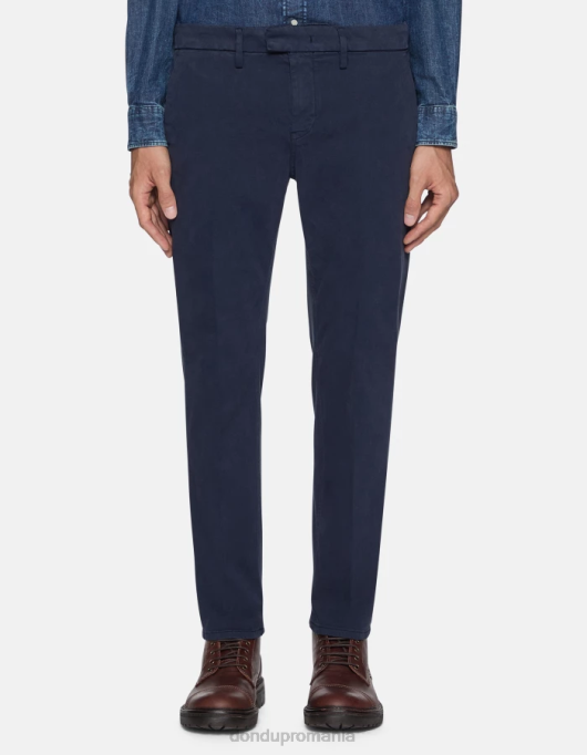 bărbați pantaloni pablo din satin cu ajustări regulate V84D743 îmbrăcăminte albastru marin DONDUP