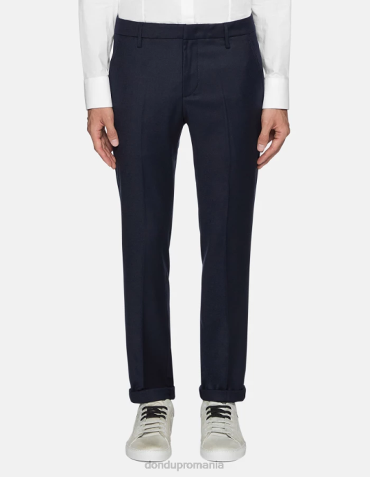 bărbați pantaloni de flanel slim-fit gaubert V84D786 îmbrăcăminte albastru marin DONDUP