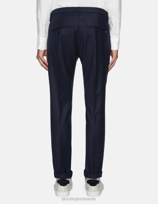 bărbați pantaloni de flanel slim-fit gaubert V84D786 îmbrăcăminte albastru marin DONDUP