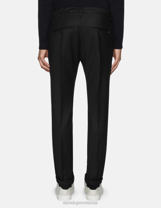 bărbați pantaloni de flanel slim-fit gaubert V84D787 îmbrăcăminte negru DONDUP