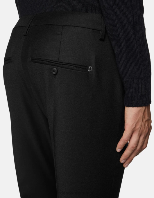 bărbați pantaloni de flanel slim-fit gaubert V84D787 îmbrăcăminte negru DONDUP
