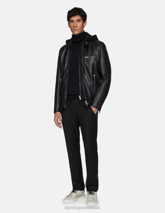 bărbați pantaloni de flanel slim-fit gaubert V84D787 îmbrăcăminte negru DONDUP