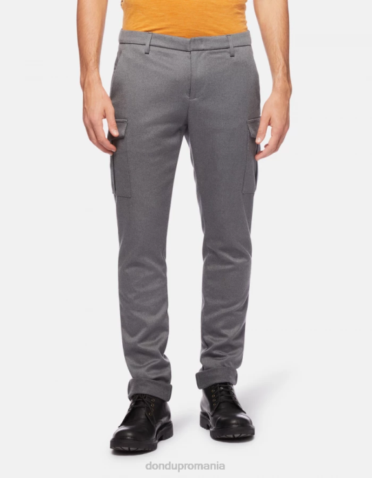 bărbați pantaloni eddy slim-fit de 34 inci din lână și bumbac V84D788 îmbrăcăminte gri DONDUP
