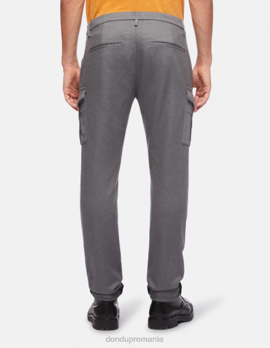 bărbați pantaloni eddy slim-fit de 34 inci din lână și bumbac V84D788 îmbrăcăminte gri DONDUP