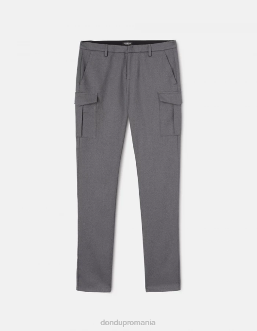 bărbați pantaloni eddy slim-fit de 34 inci din lână și bumbac V84D788 îmbrăcăminte gri DONDUP