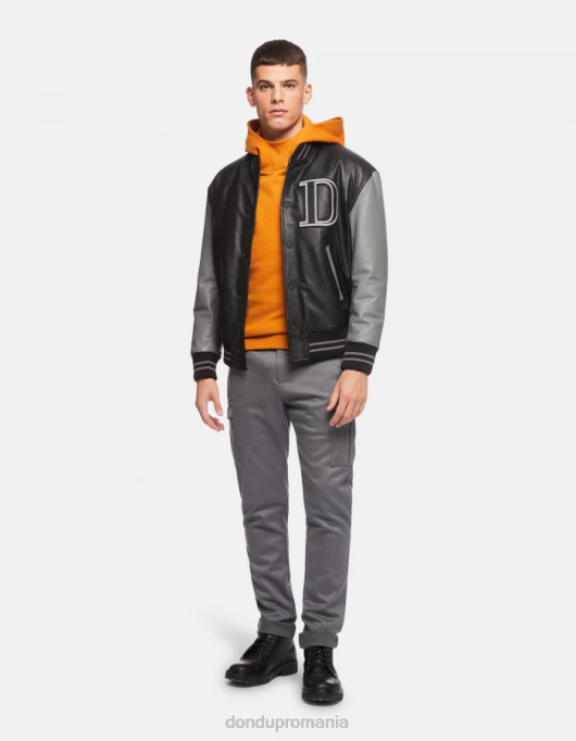 bărbați pantaloni eddy slim-fit de 34 inci din lână și bumbac V84D788 îmbrăcăminte gri DONDUP