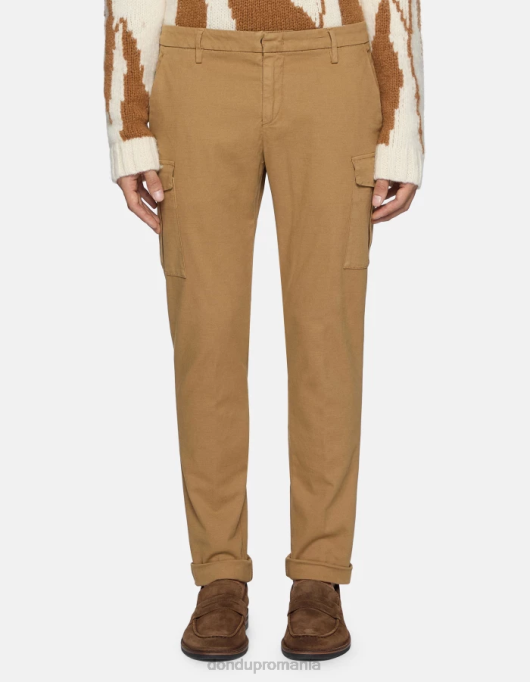 bărbați pantaloni eddy slim-fit din bumbac V84D776 îmbrăcăminte nisip DONDUP