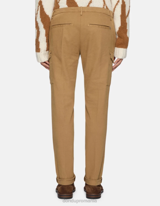 bărbați pantaloni eddy slim-fit din bumbac V84D776 îmbrăcăminte nisip DONDUP