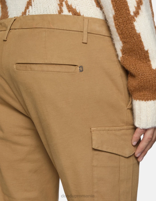 bărbați pantaloni eddy slim-fit din bumbac V84D776 îmbrăcăminte nisip DONDUP