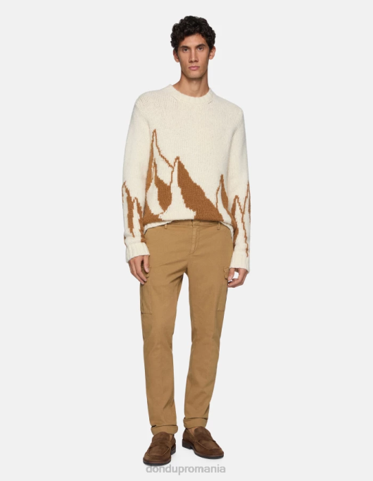 bărbați pantaloni eddy slim-fit din bumbac V84D776 îmbrăcăminte nisip DONDUP