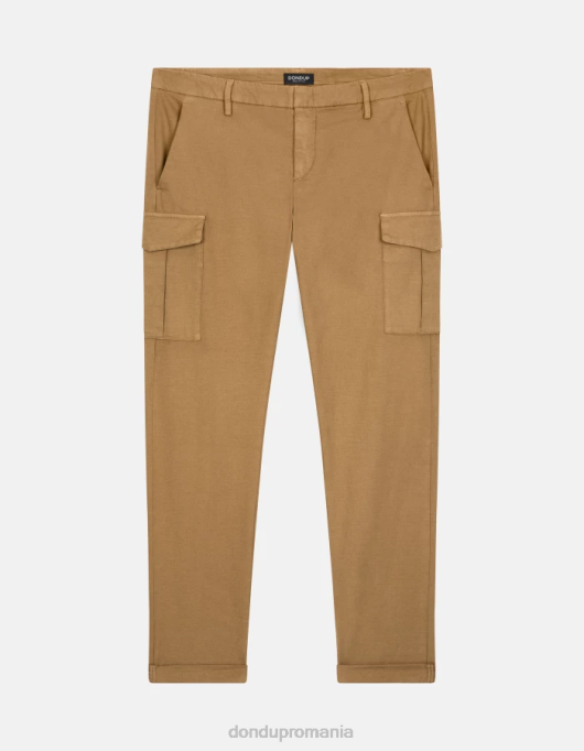 bărbați pantaloni eddy slim-fit din bumbac V84D776 îmbrăcăminte nisip DONDUP