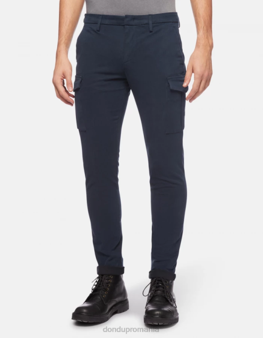 bărbați pantaloni eddy slim-fit din bumbac V84D789 îmbrăcăminte albastru marin DONDUP