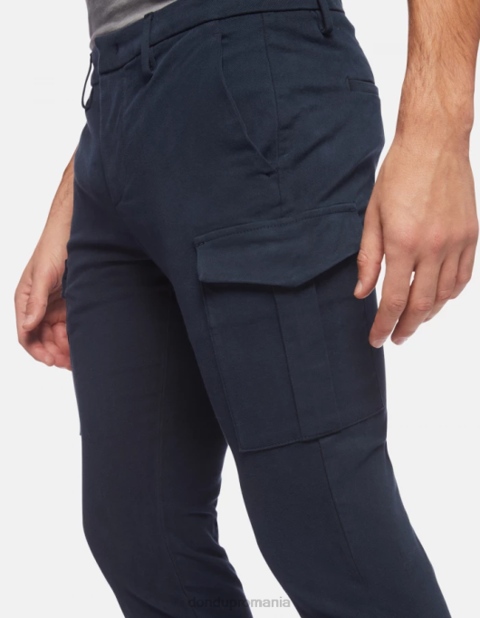 bărbați pantaloni eddy slim-fit din bumbac V84D789 îmbrăcăminte albastru marin DONDUP