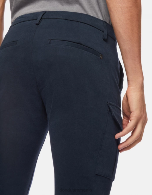 bărbați pantaloni eddy slim-fit din bumbac V84D789 îmbrăcăminte albastru marin DONDUP