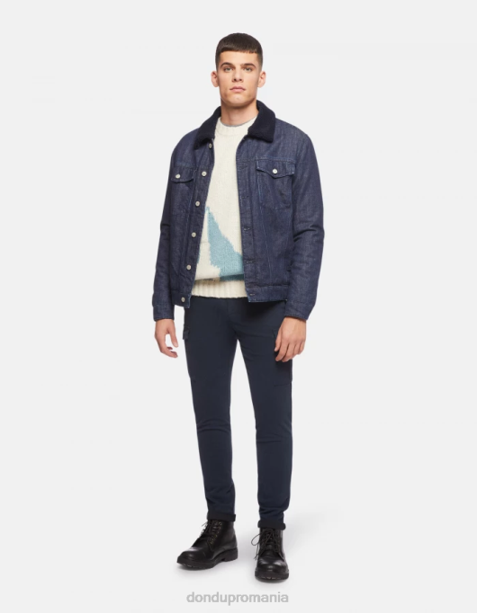 bărbați pantaloni eddy slim-fit din bumbac V84D789 îmbrăcăminte albastru marin DONDUP