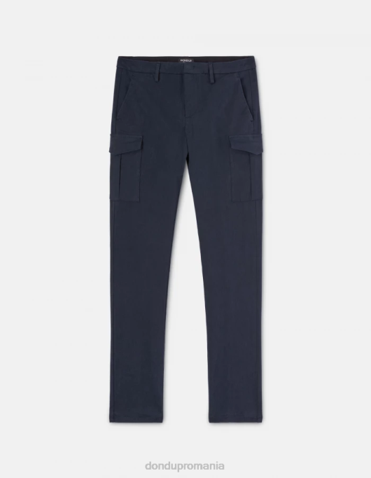 bărbați pantaloni eddy slim-fit din bumbac V84D789 îmbrăcăminte albastru marin DONDUP