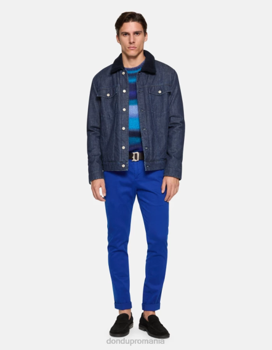 bărbați pantaloni slim din bumbac gaubert V84D689 îmbrăcăminte albastru regal DONDUP