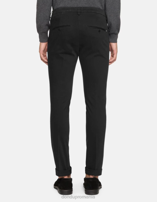 bărbați pantaloni slim din bumbac gaubert V84D692 îmbrăcăminte negru DONDUP