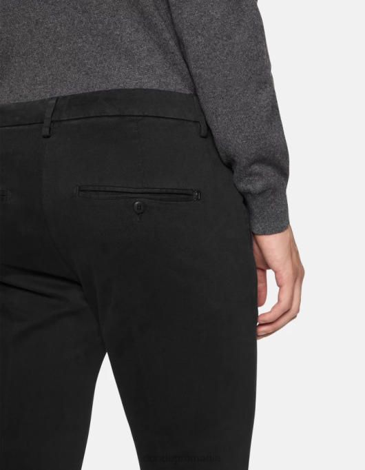 bărbați pantaloni slim din bumbac gaubert V84D692 îmbrăcăminte negru DONDUP