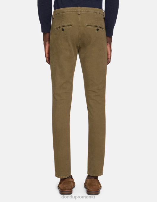 bărbați pantaloni slim din bumbac gaubert V84D710 îmbrăcăminte verde armată DONDUP