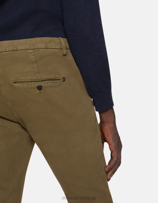 bărbați pantaloni slim din bumbac gaubert V84D710 îmbrăcăminte verde armată DONDUP
