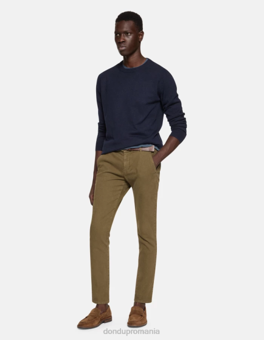 bărbați pantaloni slim din bumbac gaubert V84D710 îmbrăcăminte verde armată DONDUP