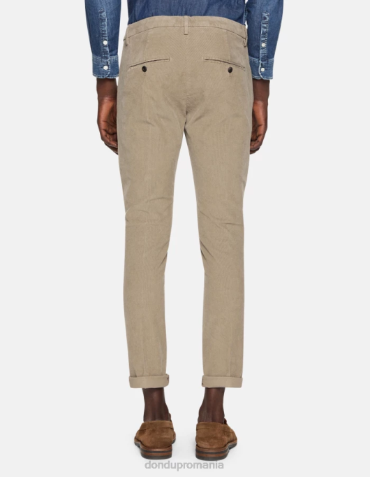 bărbați pantaloni slim din catifea gaubert V84D762 îmbrăcăminte taupe DONDUP