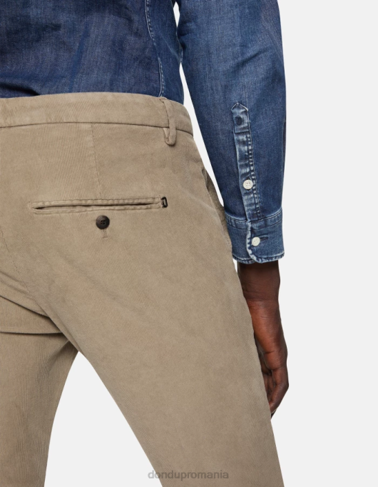bărbați pantaloni slim din catifea gaubert V84D762 îmbrăcăminte taupe DONDUP